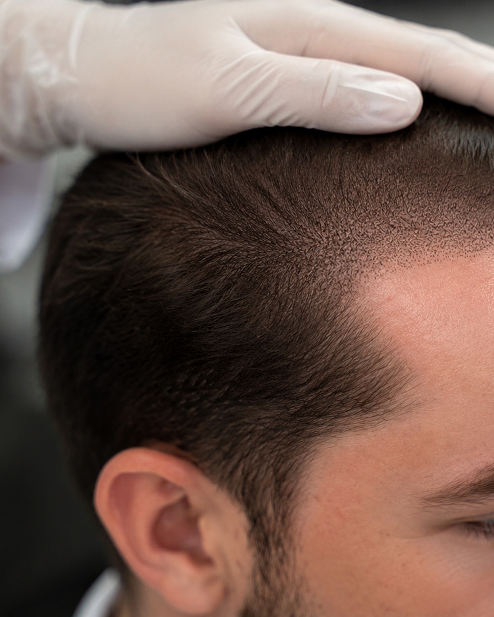 After scalp micropigmentation: restored hairline and full-looking crown